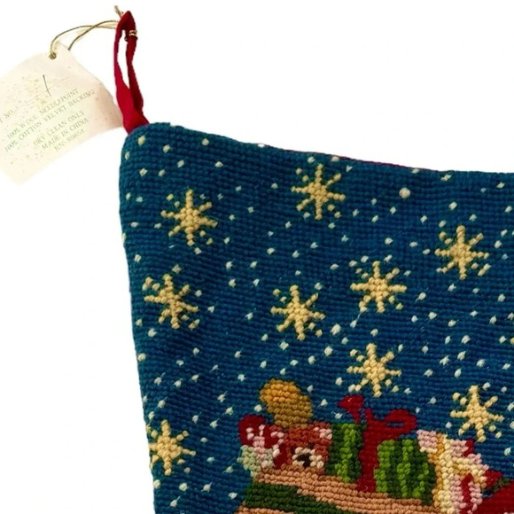 NWT Vintage The Jabara Group 100% Wool Needlepoint Santa Christmas Stocking - Picture 7 of 8